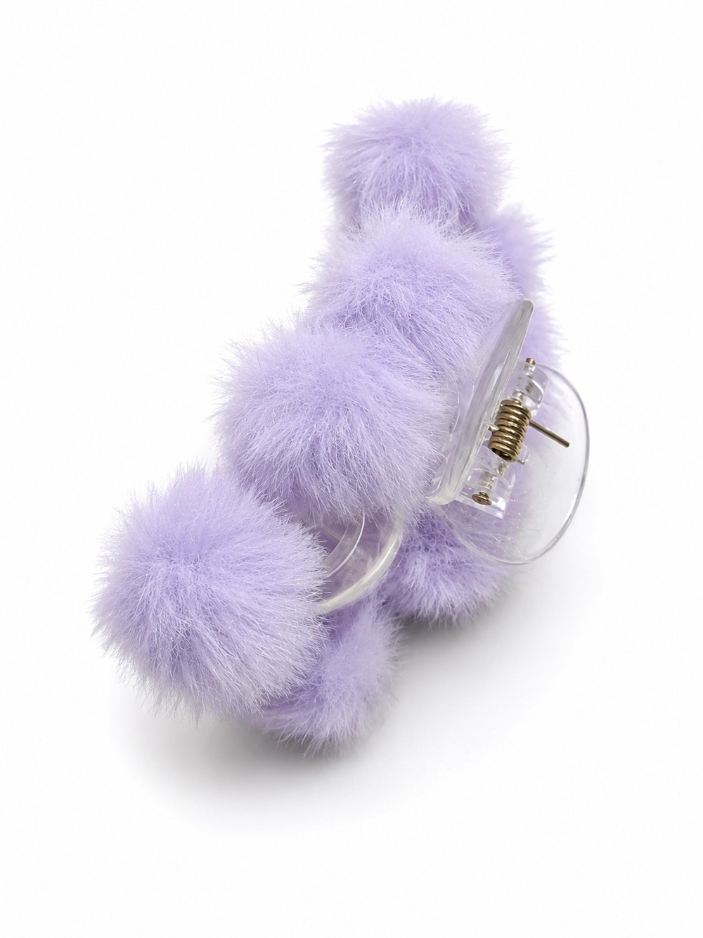 Lilac Fuzzy Pom Pom Hair Claw Clip - Like New